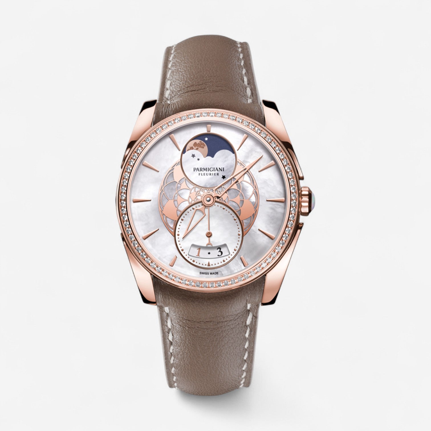 Parmigiani Fleurier Tonda Metropolitaine 18K Rose Gold Diamond Automatic Ladies Watch PFC283-1063300-HC6121