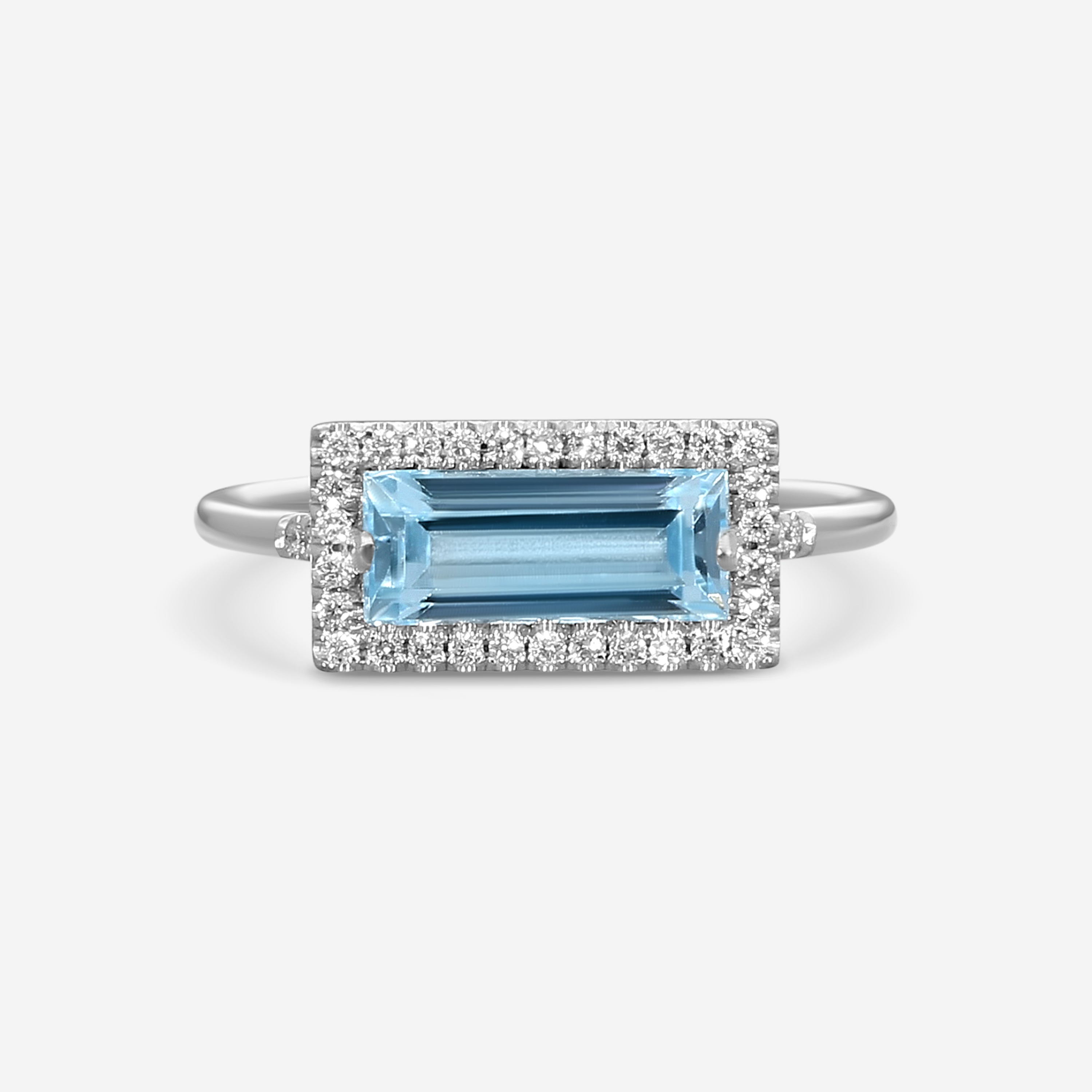 Suzanne Kalan 14K White Gold Diamond & Blue Topaz Ring Sz. 6.5 PR364-WGBT-65