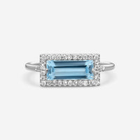 Suzanne Kalan 14K White Gold Diamond & Blue Topaz Ring Sz. 6.5 PR364-WGBT-65