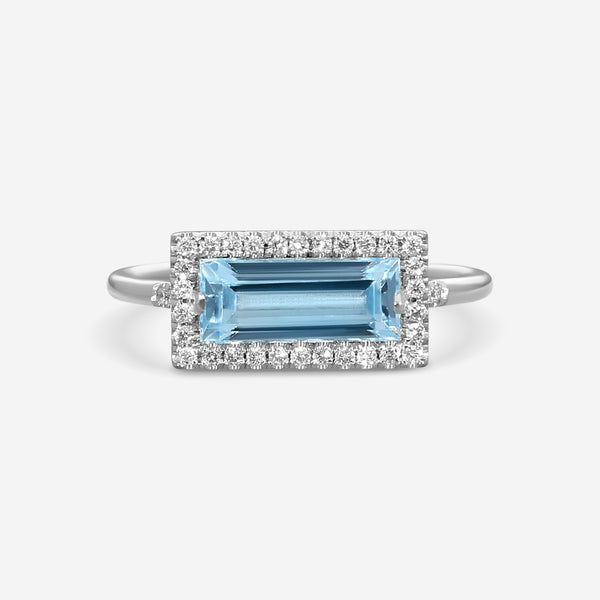 Suzanne Kalan 14K White Gold Diamond & Blue Topaz Ring Sz. 6.5 PR364-WGBT-65