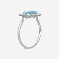 Suzanne Kalan 14K White Gold Diamond & Blue Topaz Ring Sz. 6.5 PR364-WGBT-65