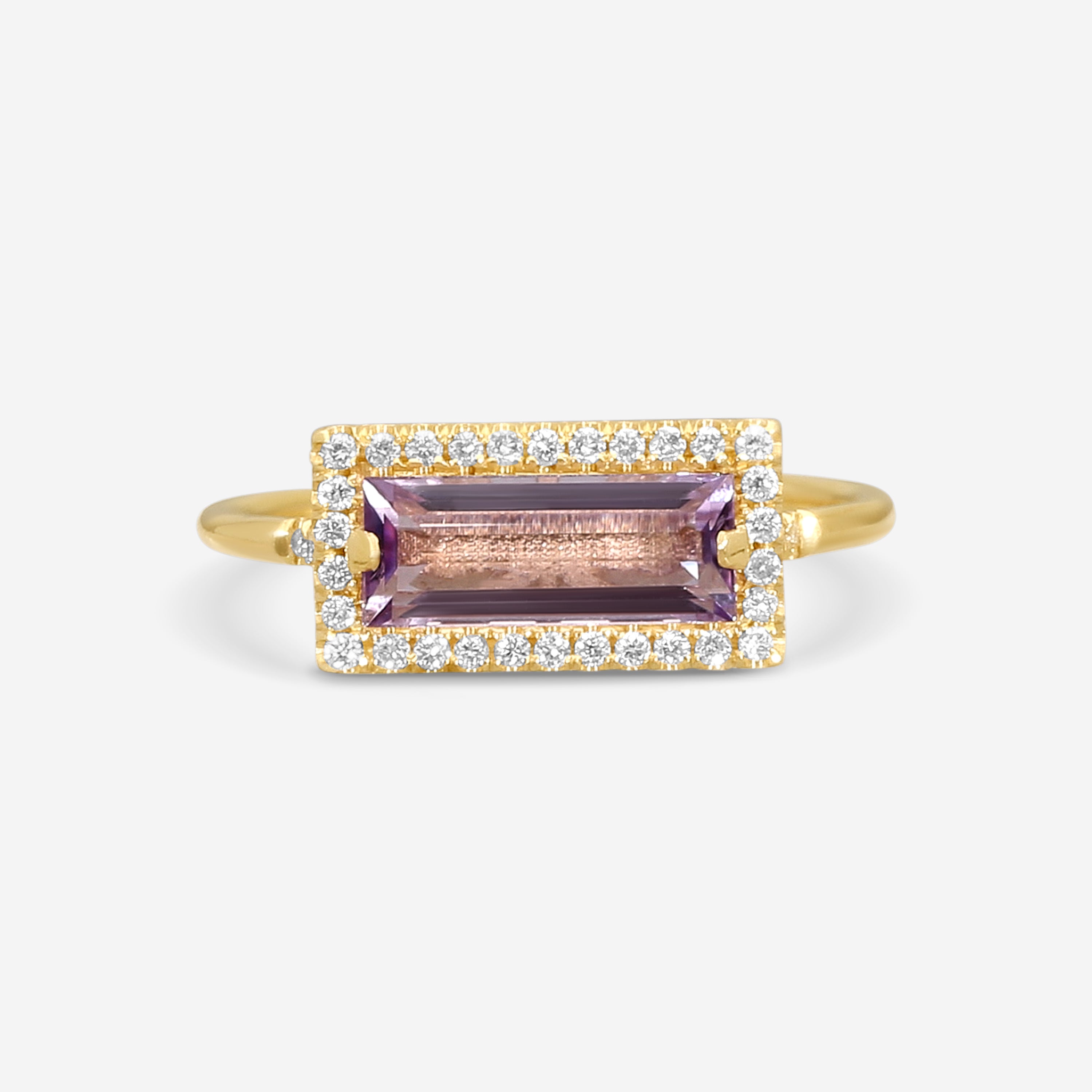 Suzanne Kalan 14K Yellow Gold Diamond & Rose Quartz Ring Sz. 6.5 PR364-YGRDF