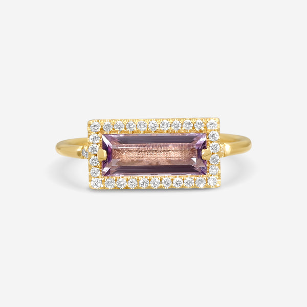 Suzanne Kalan 14K Yellow Gold Diamond & Rose Quartz Ring Sz. 6.5 PR364-YGRDF