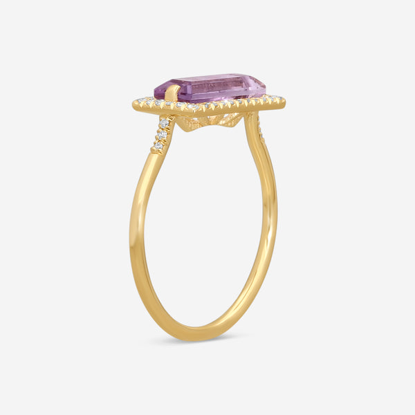 Suzanne Kalan 14K Yellow Gold Diamond & Rose Quartz Ring Sz. 6.5 PR364-YGRDF