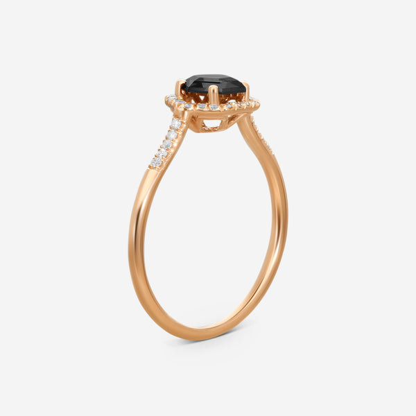 Suzanne Kalan 14K Rose Gold Diamond & Black Night Quartz Ring Sz. 6.25 PR529-RGB