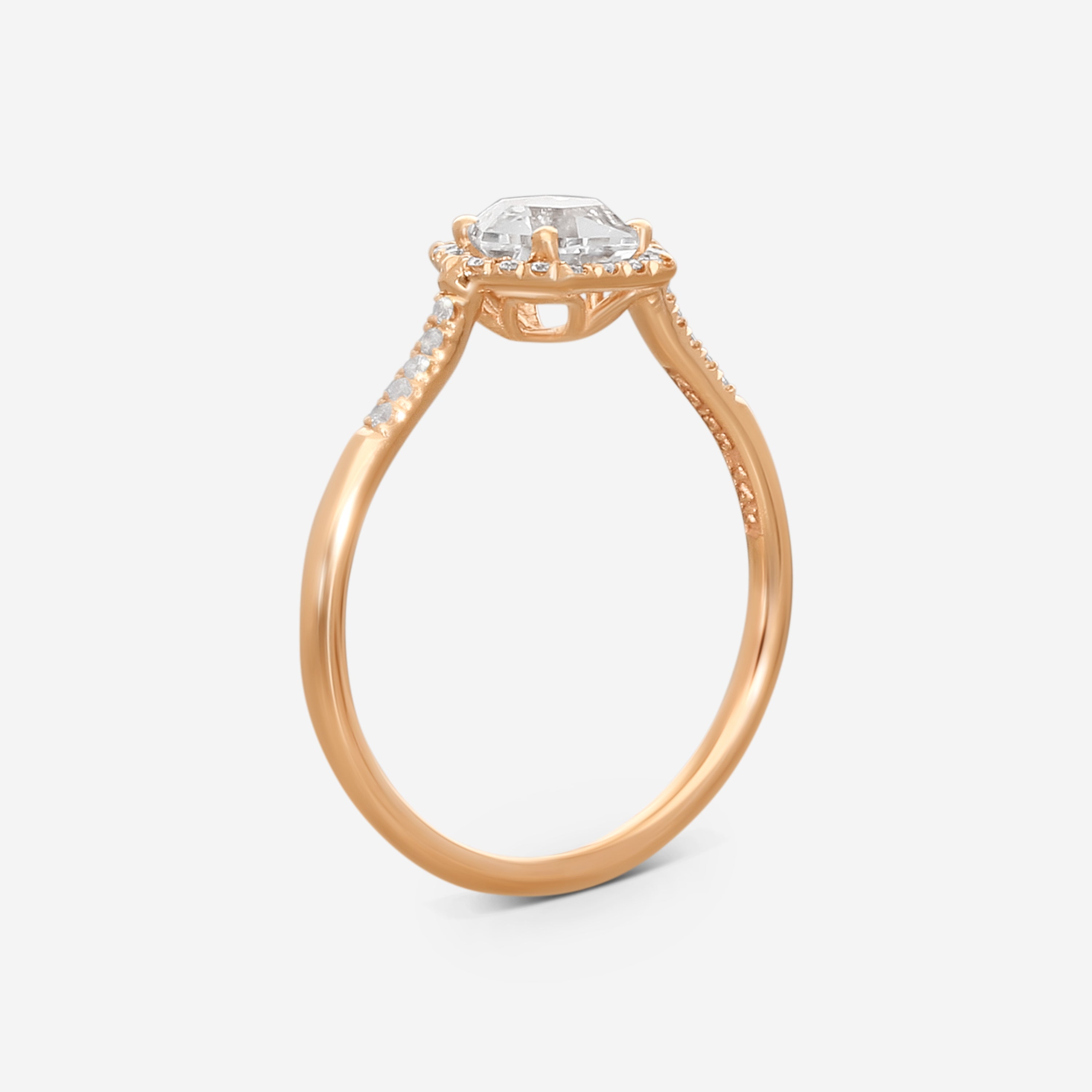 Suzanne Kalan 14K Rose Gold Diamond & White Topaz Ring Sz. 6.25 PR529-RGWT