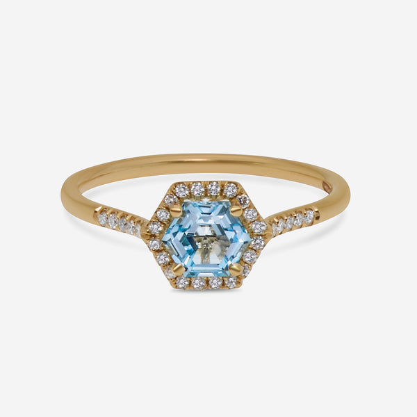 Suzanne Kalan 14K Yellow Gold Diamond and Blue Topaz Ring sz 6.25 PR529-YGBT - THE SOLIST