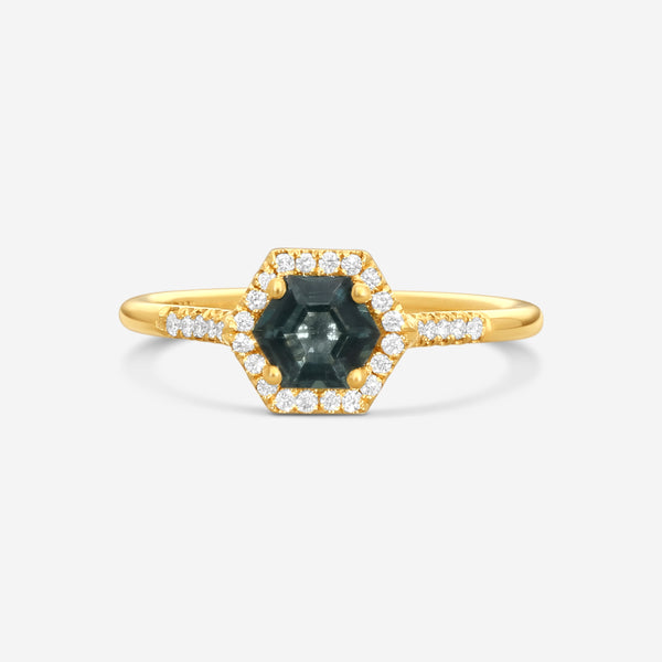 Suzanne Kalan 14K Yellow Gold Diamond & Green Envy Topaz Ring Sz. 6 PR529-YGGET