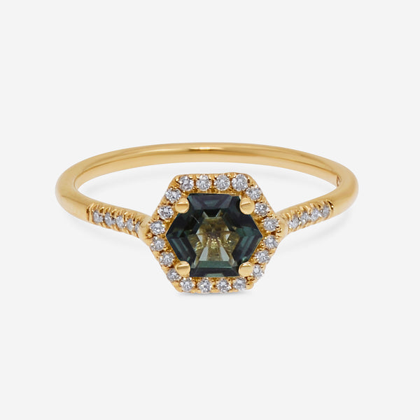 Suzanne Kalan 14K Yellow Gold Diamond and Green Envy Topaz Ring sz 6 PR529-YGGET - THE SOLIST