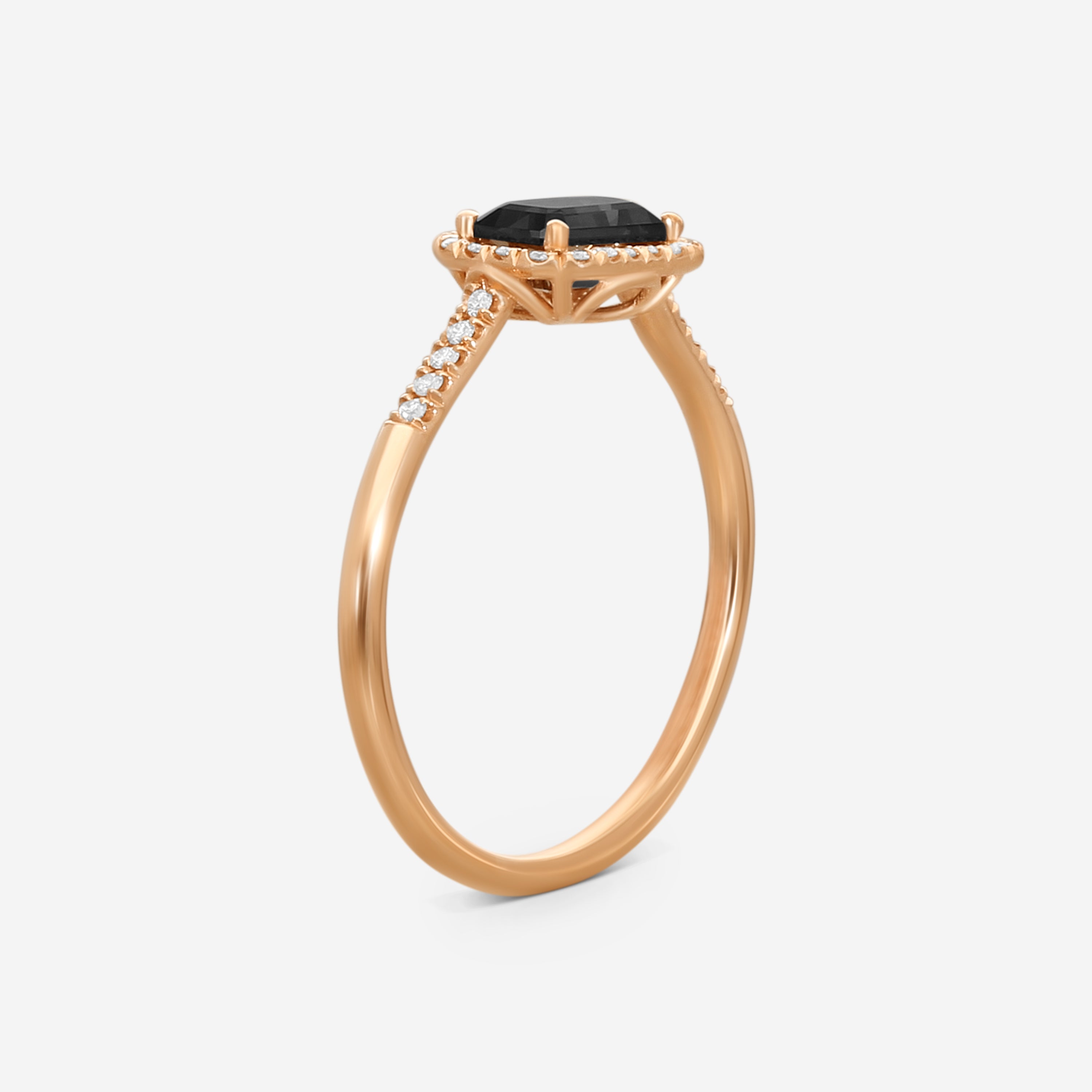 Suzanne Kalan 14K Rose Gold Diamond & Black Night Quartz Ring Sz. 6.5 PR530-RG