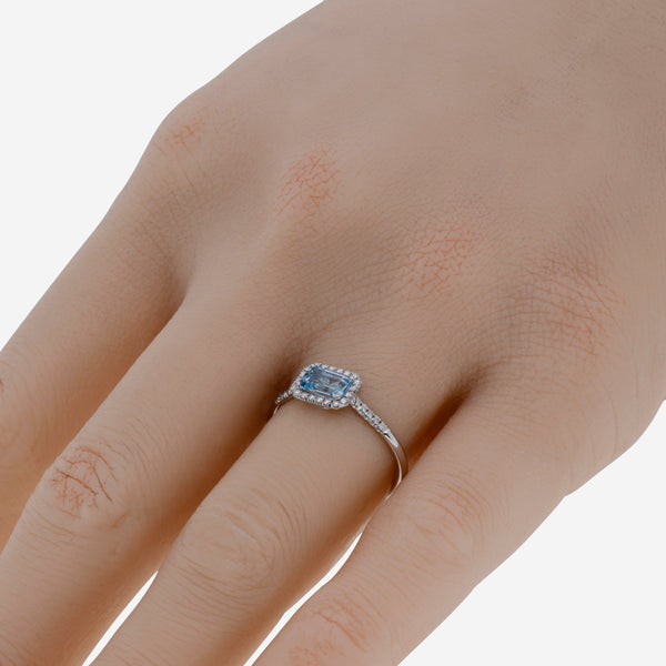 Suzanne Kalan 14K White Gold Diamond and Blue Topaz Ring sz 6.5 PR530-WGBT - THE SOLIST