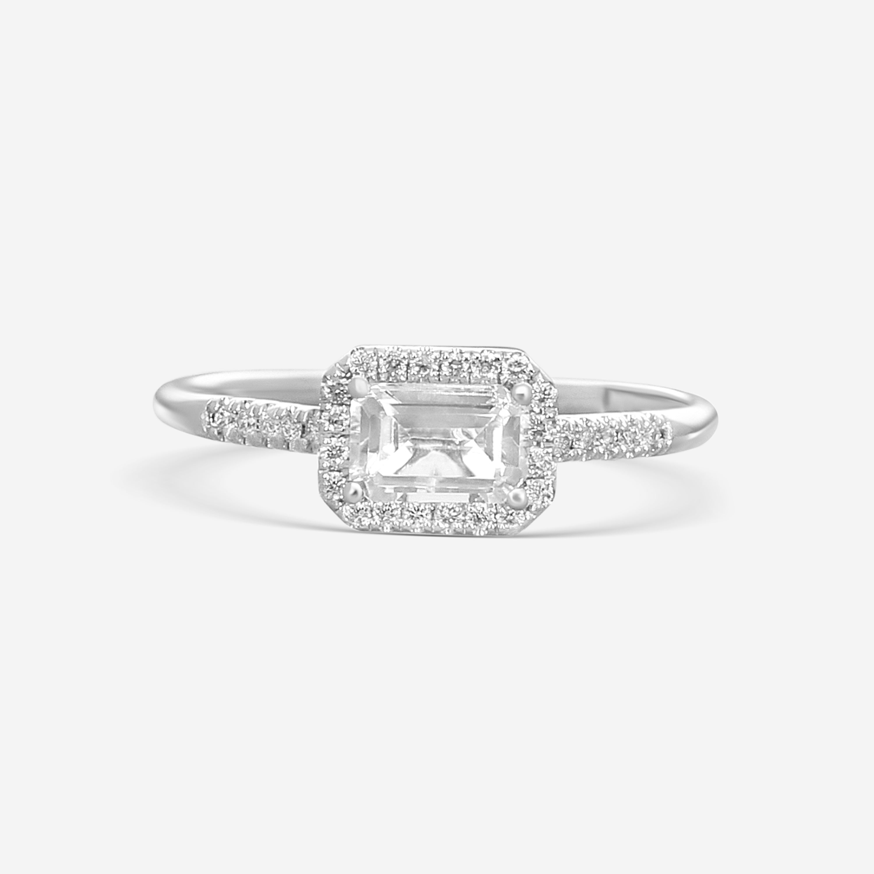 Suzanne Kalan 14K White Gold Diamond & White Topaz Ring PR530-WGWT