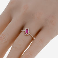 Suzanne Kalan 14K Rose Gold Diamond and Pink Topaz Ring sz 6.5 PR543-RGPT