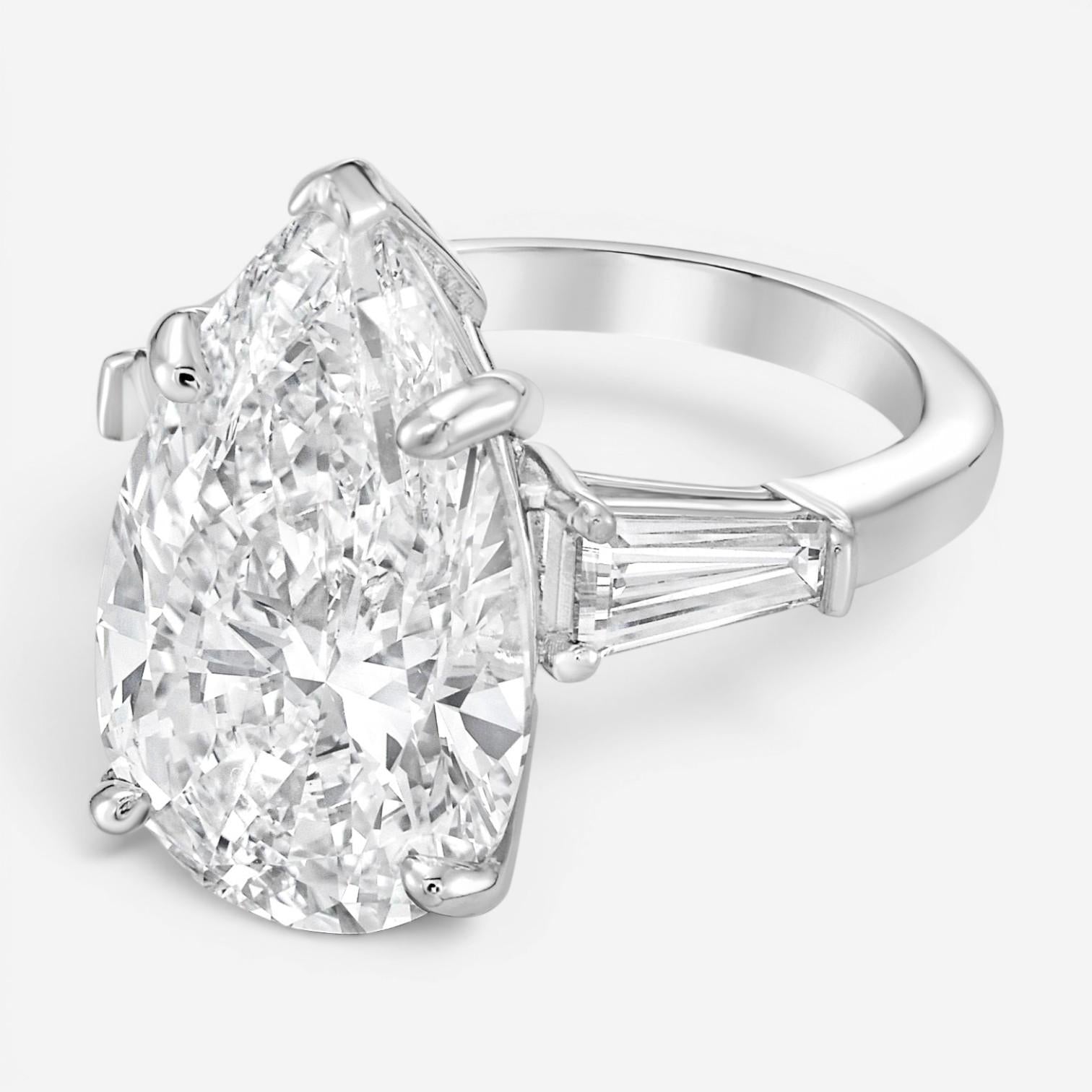 Diana M. Jewels Pear Cut Platinum Diamond Engagement Ring Sz. 6 PS399