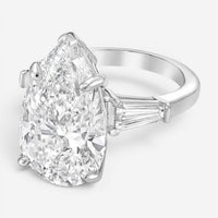 Diana M. Jewels Pear Cut Platinum Diamond Engagement Ring Sz. 6 PS399
