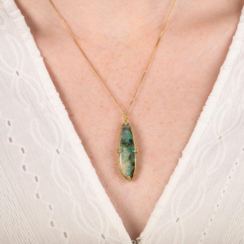 Amáli One of a Kind 18K Yellow Gold Boulder Opal Pendant Necklace N-2409-BOP