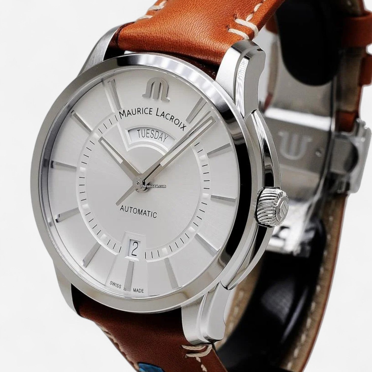 Maurice Lacroix Pontos Day Date Stainless Steel Automatic Men's Watch PT6358-SS001-130-2