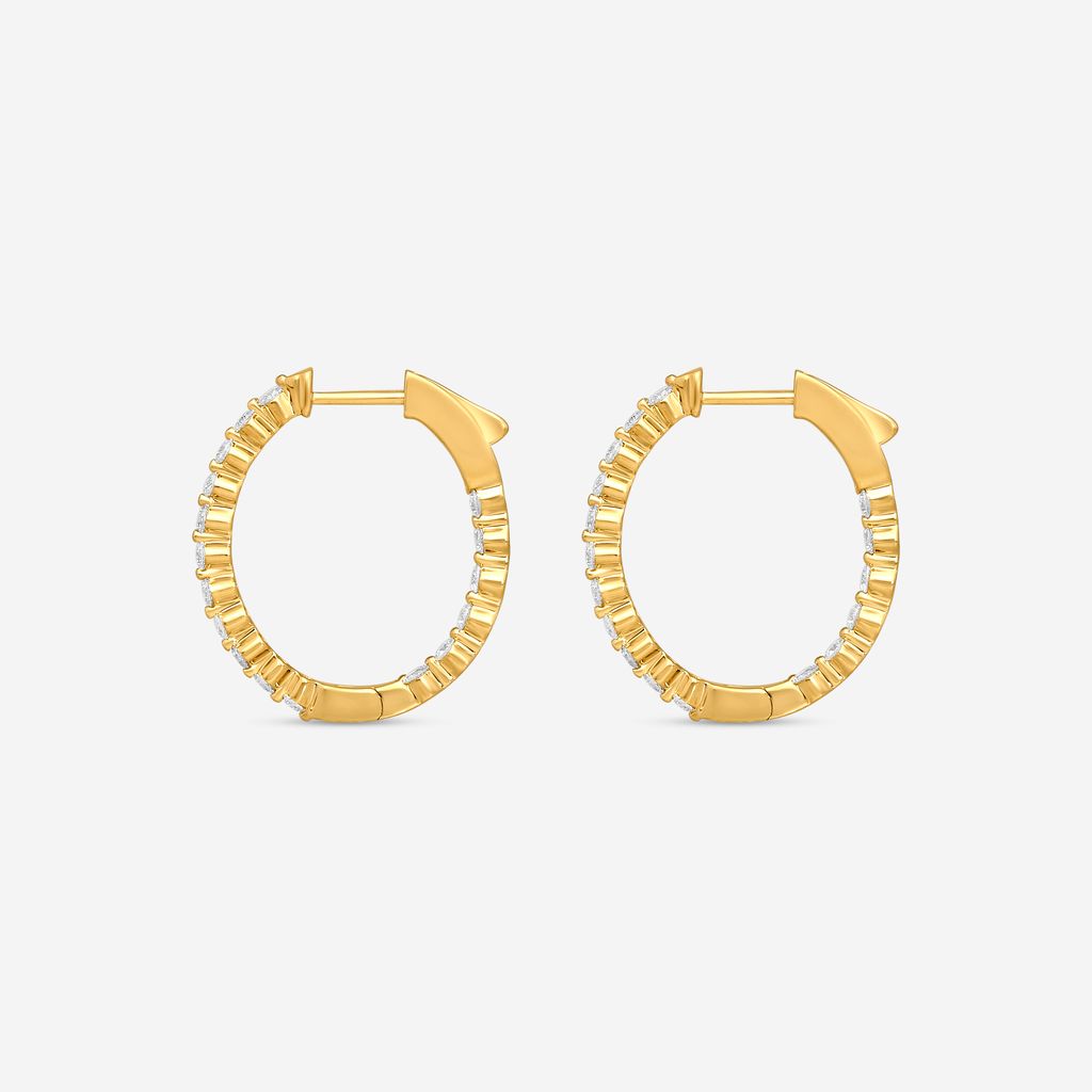 Ina Mar 14K Yellow Gold Diamond Shared Prong Oval Hoop Earrings E1182A-FY-100F - THE SOLIST