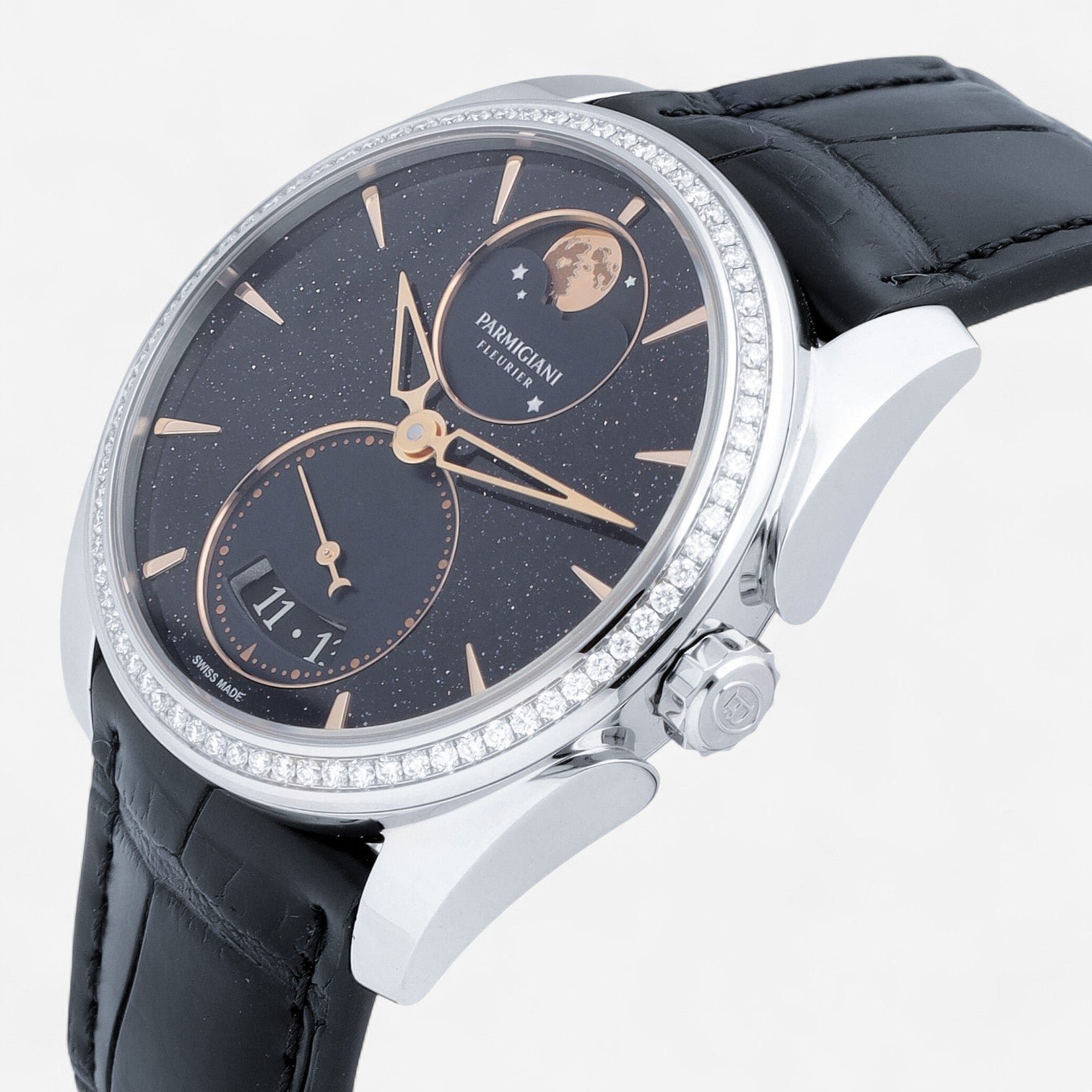 Parmigiani Fleurier Tonda Metropolitaine Selene Stainless Steel Diamond Automatic Ladies Watch PFC283-0060601-XA3121