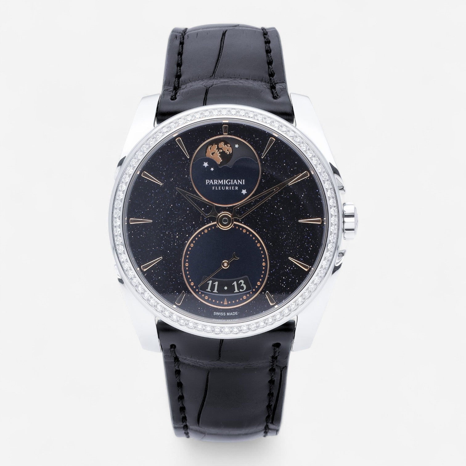 Parmigiani Fleurier Tonda Metropolitaine Selene Stainless Steel Diamond Automatic Ladies Watch PFC283-0060601-XA3121