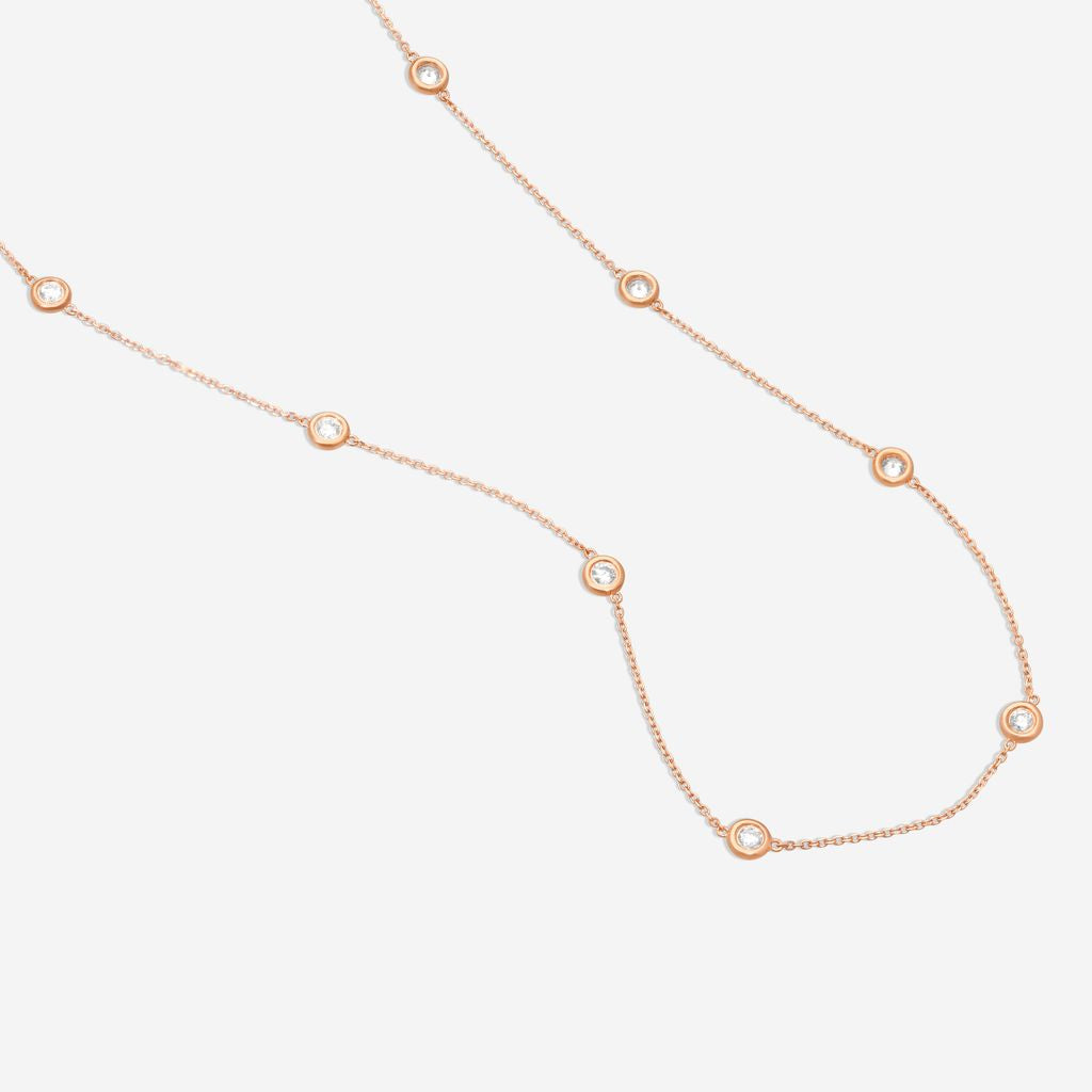 Ina Mar 14K Rose Gold Diamond Bezel Station Necklace N1135D-FR-100F - THE SOLIST