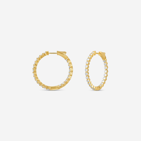 Ina Mar 14K Yellow Gold Diamond Shared Prong Hoop Earrings E1183B-FY-200F - THE SOLIST