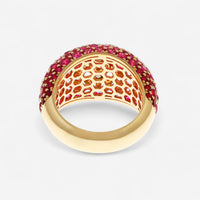 Alberto Milani Ombre 18K Yellow Gold Diamond, Pink Sapphire & Ruby Dome Ring Sz. 7 R0200E-7