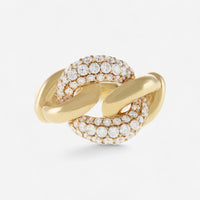 Crivelli 18K Yellow Gold Diamond Groumette Motif Ring Sz. 7 R0318E-7
