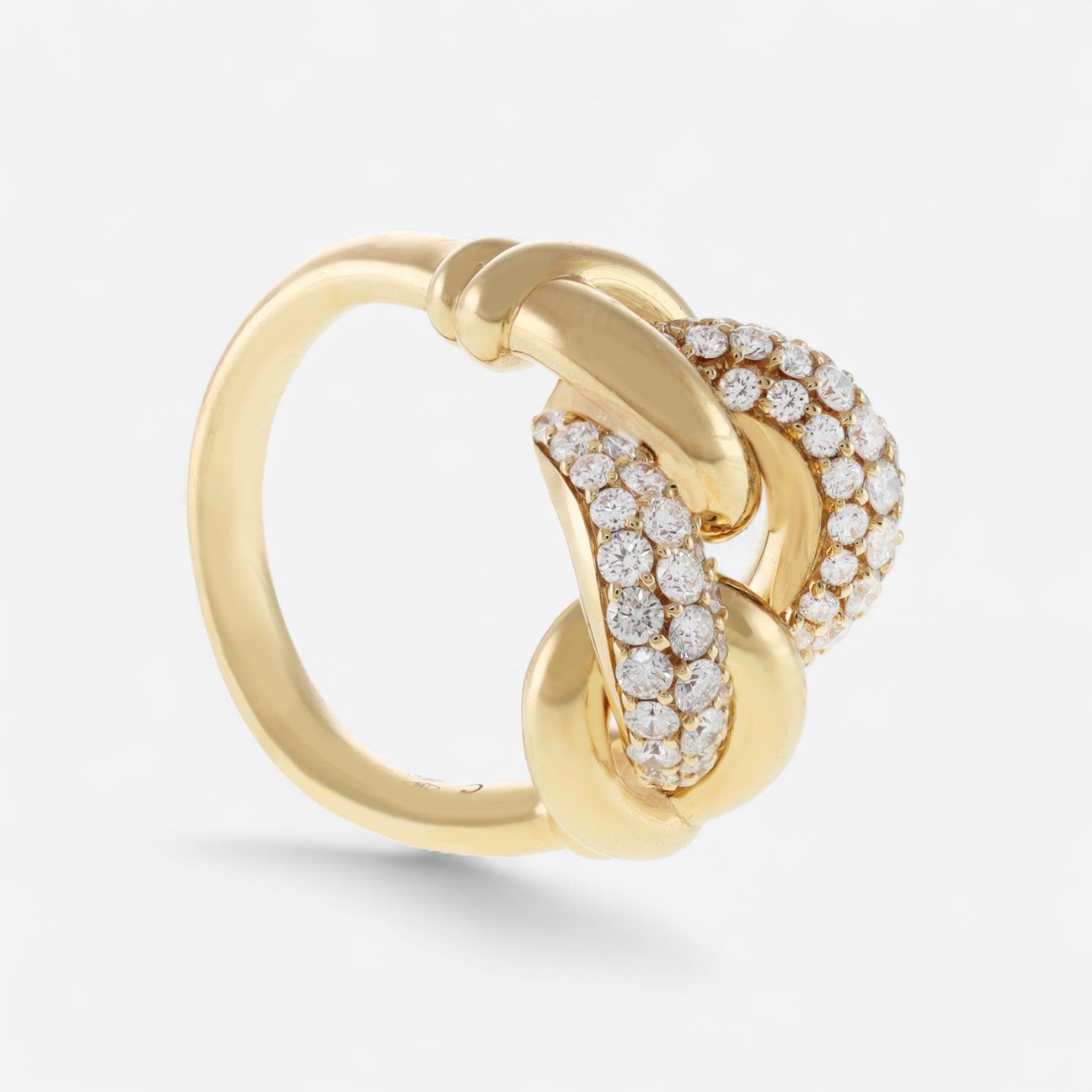 Crivelli 18K Yellow Gold Diamond Groumette Motif Ring Sz. 7 R0318E-7