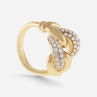 Crivelli 18K Yellow Gold Diamond Groumette Motif Ring Sz. 7 R0318E-7