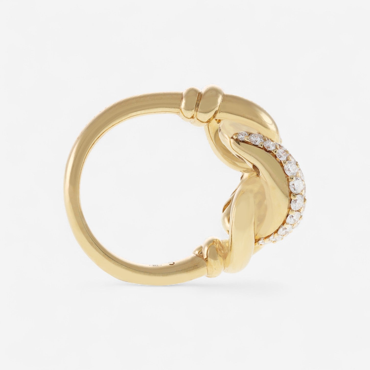 Crivelli 18K Yellow Gold Diamond Groumette Motif Ring Sz. 7 R0318E-7