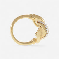 Crivelli 18K Yellow Gold Diamond Groumette Motif Ring Sz. 7 R0318E-7