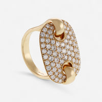 Crivelli 18K Yellow Gold Diamond Pave Statement Ring Sz. 7 R0328E-7