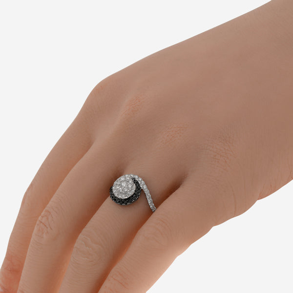 Piero Milano 18K White Gold, White Diamond  0.46ct. tw. and Black Diamond Statement Ring Sz. 6 R0402AB2BN - THE SOLIST