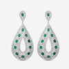 Diana M. Jewels 18K White Gold Emerald & Diamond Teardrop Drop Earrings R14038EM