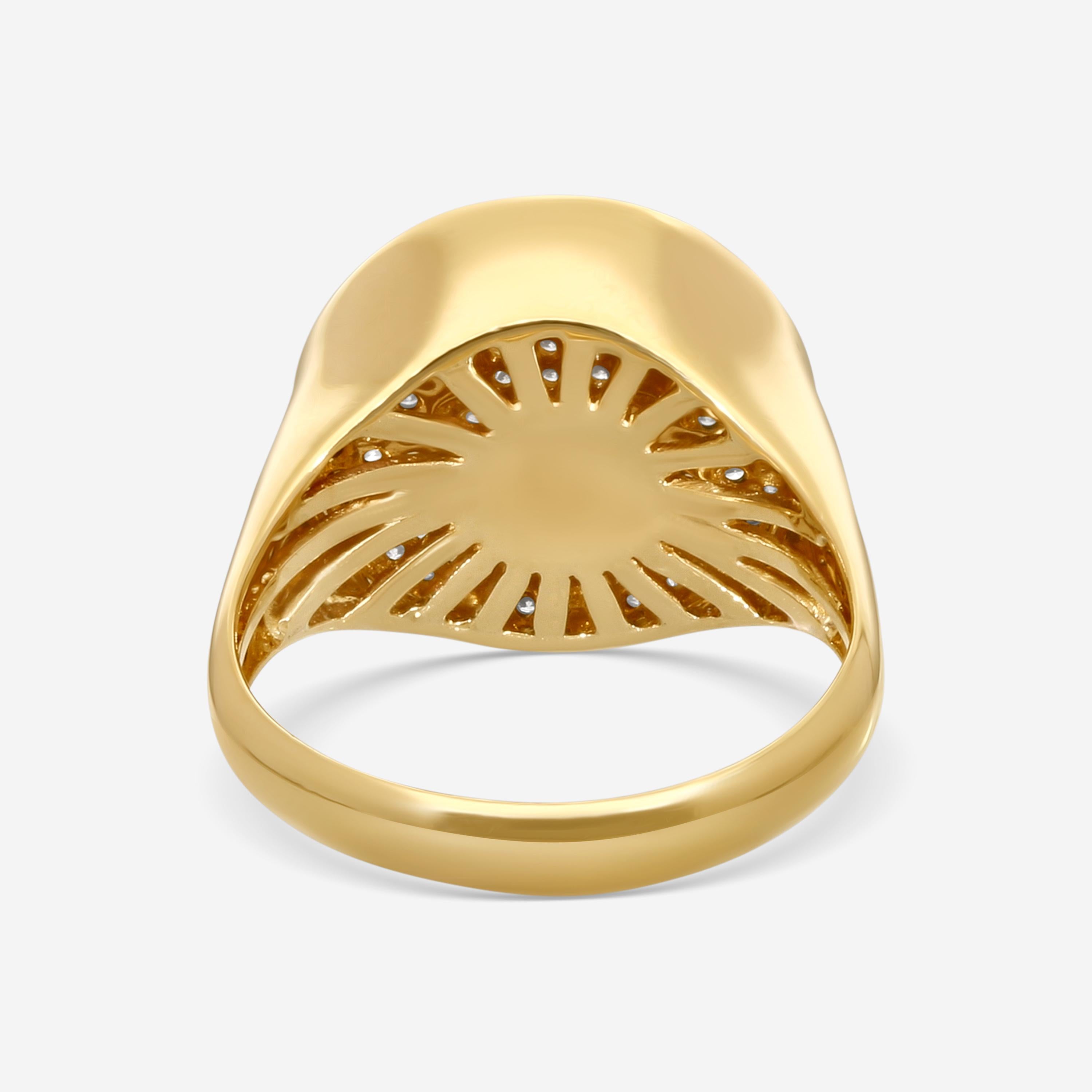 Sydney Evan Hamsa Medallion 14K Yellow Gold Diamond and Sapphire Ring Sz. 10 R27127BND-YB10