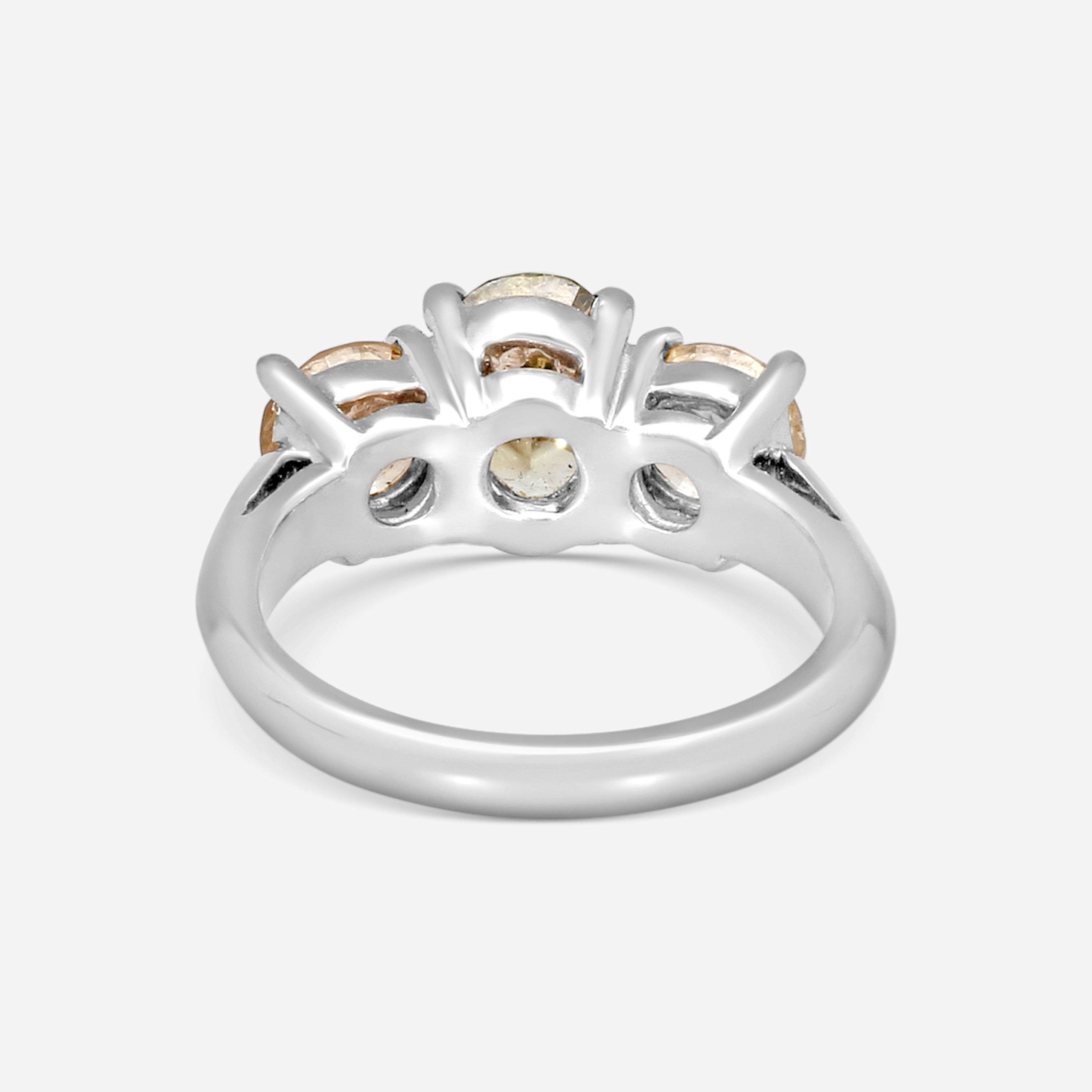 ASSAEL - Fancy Green & Brown Diamond Ring; Oval Greenish Diamond 1.25 cts, 2 Rd Brown Diamonds 1.38 cts, 18KW, Sz 6 - R2755 - THE SOLIST