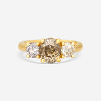 ASSAEL - Brown Diamond Ring; 1 Oval Brown Diamond 1.69 cts, 2 Rd Brilliant Cut FY Brown Diamonds 0.80 cts, 18KY - R2770 - THE SOLIST