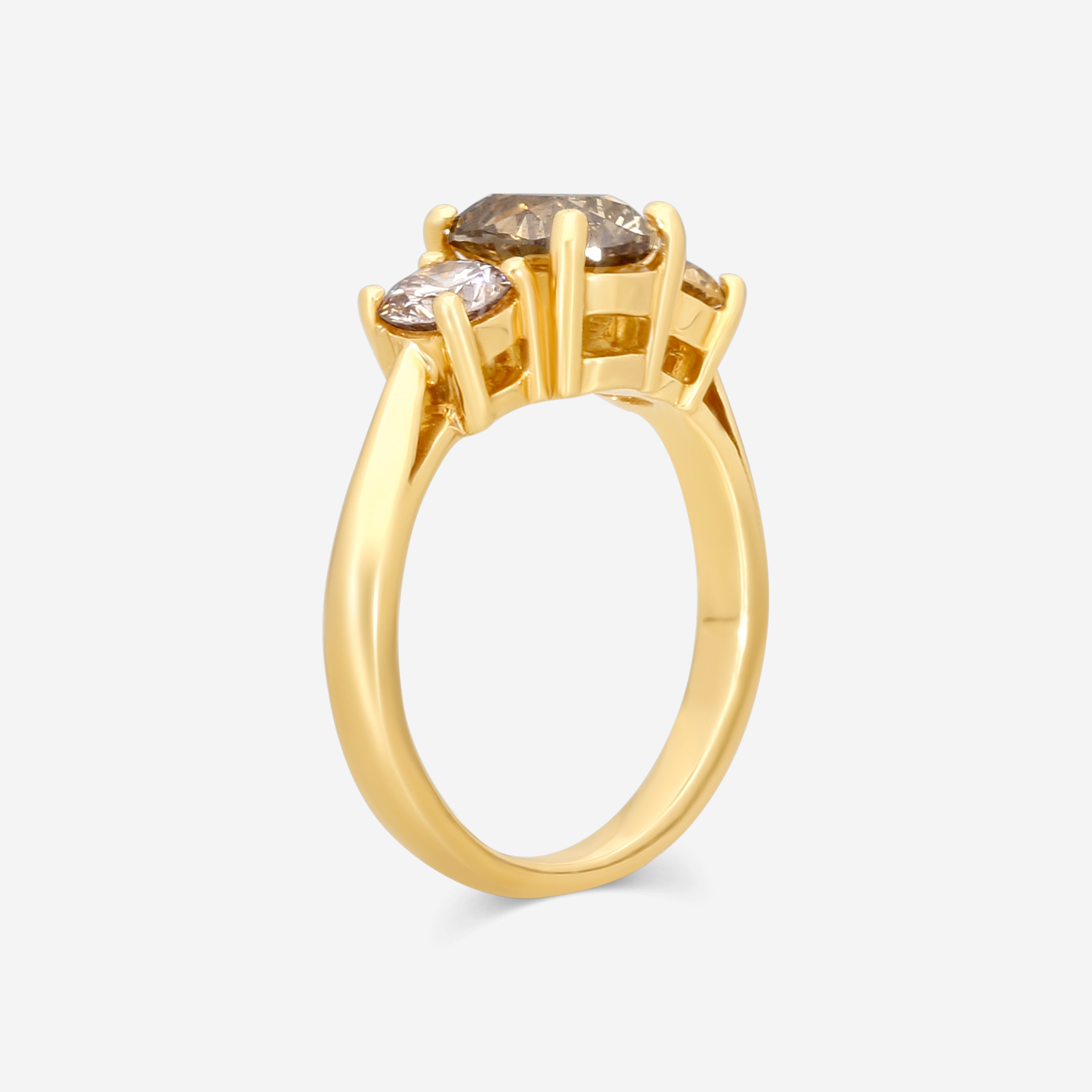 ASSAEL - Brown Diamond Ring; 1 Oval Brown Diamond 1.69 cts, 2 Rd Brilliant Cut FY Brown Diamonds 0.80 cts, 18KY - R2770 - THE SOLIST