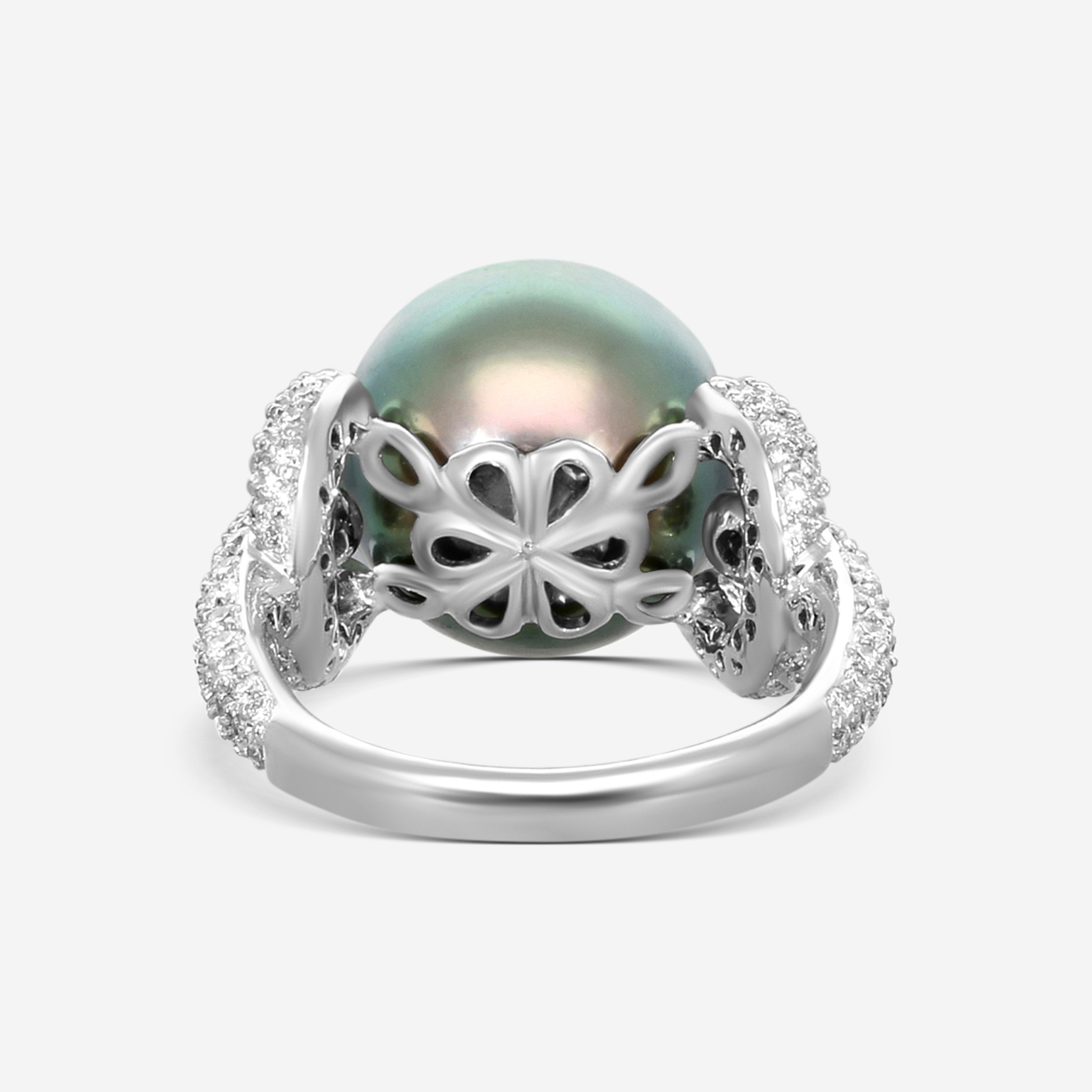 Assael 18K White Gold Tahitian Cultured Pearl & Diamond Statement Ring Sz. 6.5 R2869 - THE SOLIST