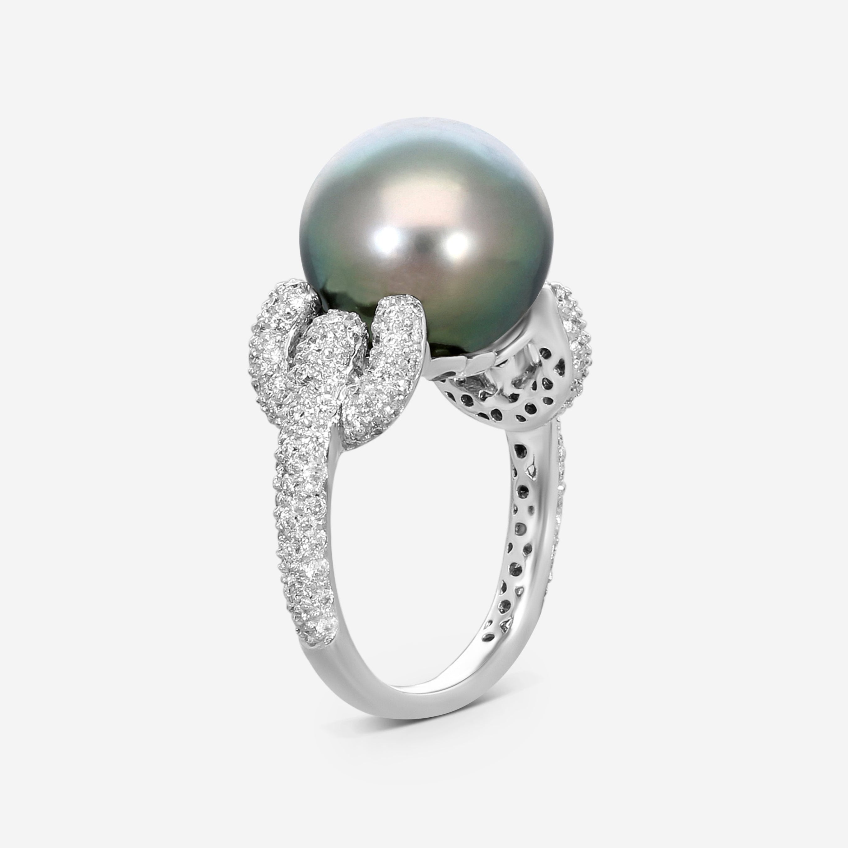 Assael 18K White Gold Tahitian Cultured Pearl & Diamond Statement Ring Sz. 6.5 R2869 - THE SOLIST