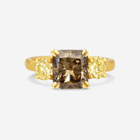 ASSAEL - Fancy Brown Diamond Ring; Emerald Cut Fancy Brown Diamond 2.66 cts, 2 FY Rd Diamonds 0.86 cts, 18KY, Sz 6 - R2946 - THE SOLIST