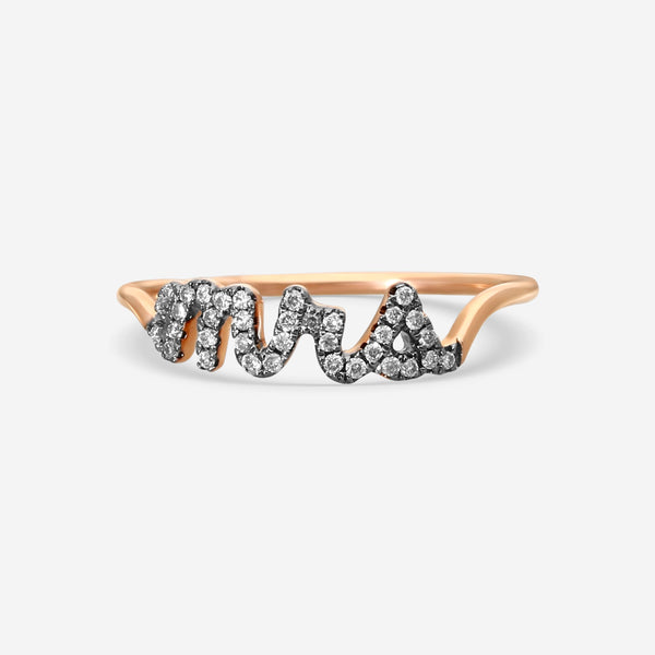 Sydney Evan "MRS" 14K Rose Gold Diamond Script Ring Sz. 6.5 R34218BND-RB6.5