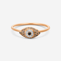 Sydney Evan Pave Mini Puffy Protective Eye 14K Rose Gold Diamond Ring Sz. 6.5 R34956BND-RW6.5