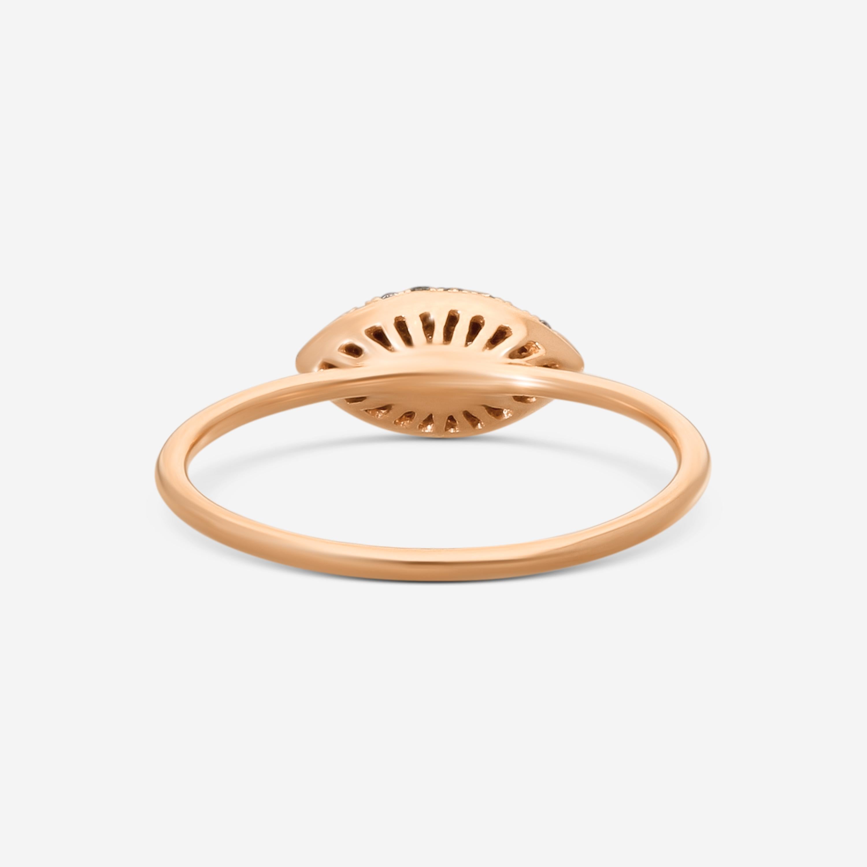 Sydney Evan Pave Mini Puffy Protective Eye 14K Rose Gold Diamond Ring Sz. 6.5 R34956BND-RW6.5