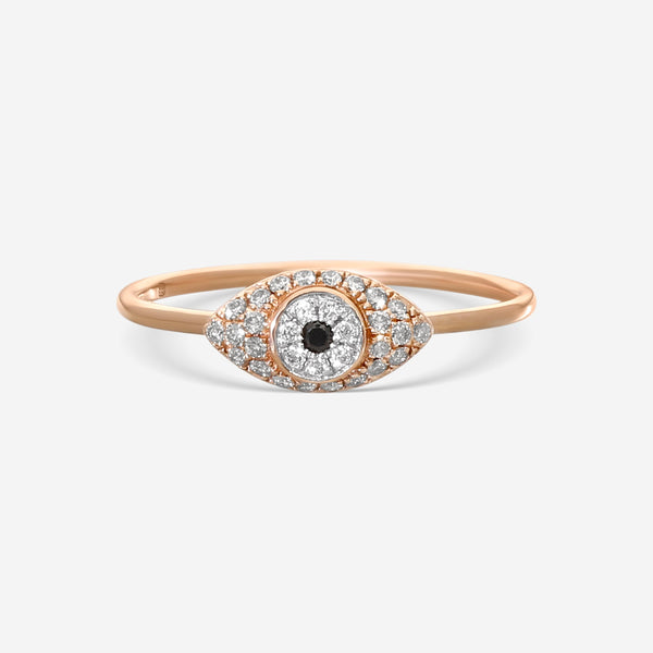 Sydney Evan Pavé Mini Puffy Protective Eye 14K Rose Gold Diamond Ring Sz. 6.5 R34956BND-RW - THE SOLIST