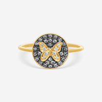 Sydney Evan Small Butterfly Medallion 14K Yellow Gold Diamond Ring Sz. 6 R35418BND-YB6