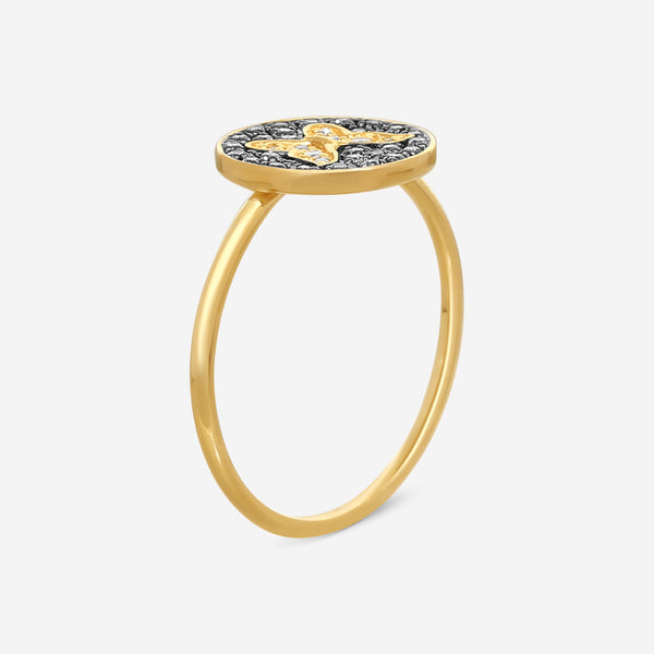 Sydney Evan Small Butterfly Medallion 14K Yellow Gold Diamond Ring Sz. 6 R35418BND-YB6