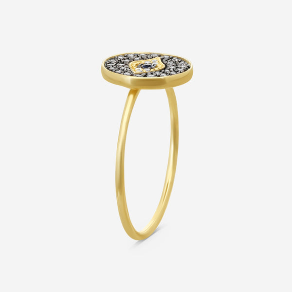Sydney Evan Pavé Small Protective Eye Medallion 14K Yellow Gold Diamond & Sapphire Ring Sz. 6.5 R35432BND-YB6.5