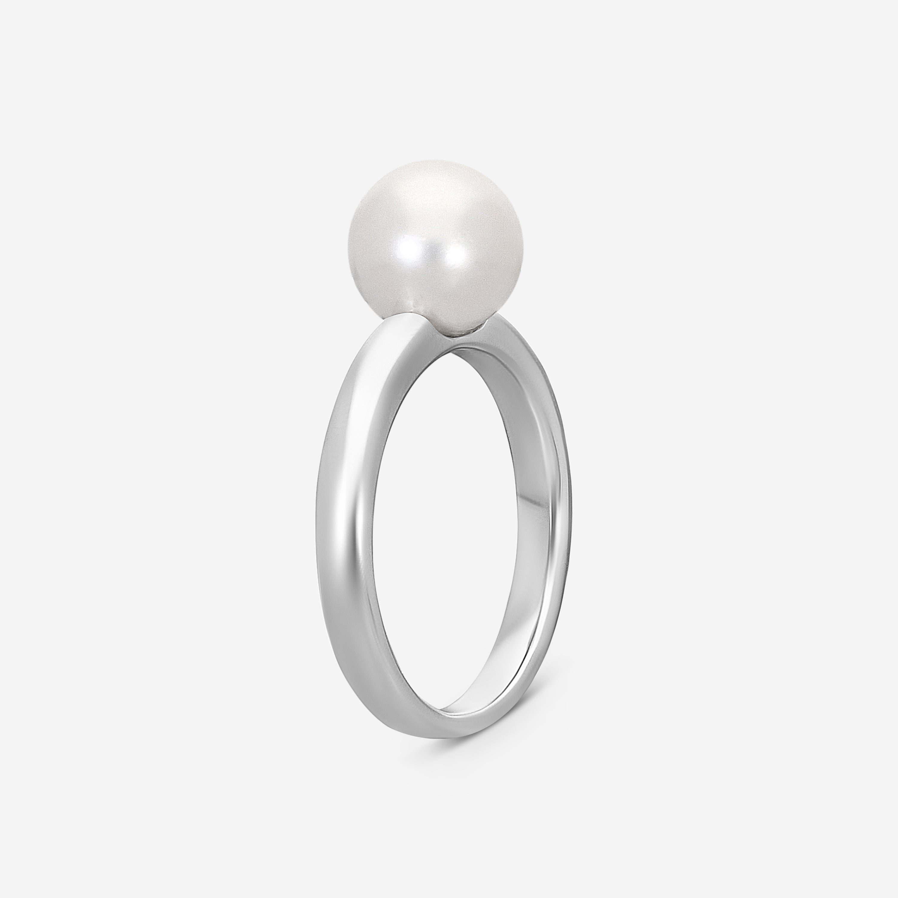 ASSAEL - Single Akoya Cultured Pearl set in 18K WG Ring, Sz 6.5 (Kelly) - R4105 - THE SOLIST